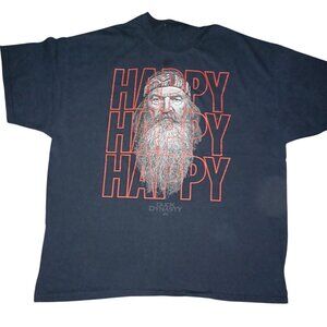 Duck Dynasty Y2K Happy Graphic T-Shirt Black Short Sleeve Comfy Roomy Men's XL